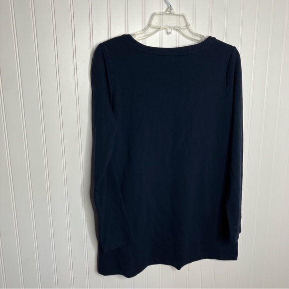 J Jill Top Medium Navy Blue Gray Long Sleeve Stretch Casual Fall Women - Picture 7 of 7